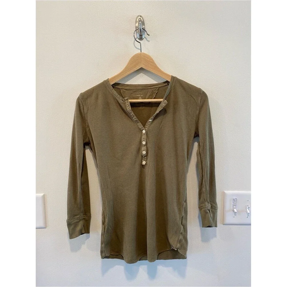 J. Crew womens Y2K Henley thermal waffle size small fairy grunge 2000s